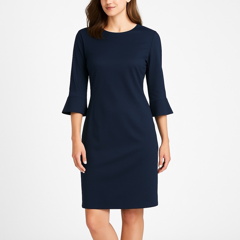 Banana Republic Navy Flounce Sleeve Sheath Dress Women’s 12